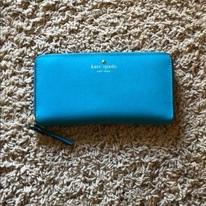 Bright Blue Kate Spade Zip Up Wallet